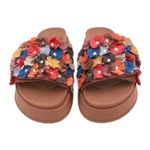 Sandálias Papete Femininas Flores - Marrom