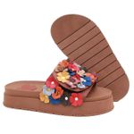 Sandálias Papete Femininas Flores - Marrom