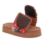 Sandálias Papete Femininas Flores - Marrom