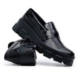 Sapato Mocassim Tratorado Feminino SL Preto-Verniz