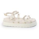 Papete Feminina Sola Alta Tiras Trançadas Off-White