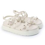 Papete Feminina Sola Alta Tiras Trançadas Off-White