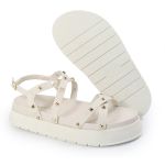 Papete Feminina Sola Alta Tiras Trançadas Off-White