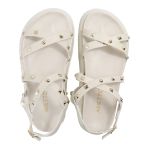 Papete Feminina Sola Alta Tiras Trançadas Off-White