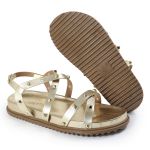 Rasteirinha Feminina Sola Baixa Tiras Trançadas Dourado