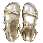 Rasteirinha Feminina Sola Baixa Tiras Trançadas Dourado