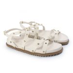 Rasteirinha Feminina Sola Baixa Tiras Trançadas Off-White