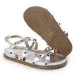 Rasteirinha Feminina Sola Baixa Tiras Trançadas Prata