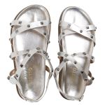 Rasteirinha Feminina Sola Baixa Tiras Trançadas Prata