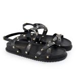 Rasteirinha Feminina Sola Baixa Tiras Trançadas Preto