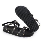 Rasteirinha Feminina Sola Baixa Tiras Trançadas Preto