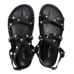 Rasteirinha Feminina Sola Baixa Tiras Trançadas Preto