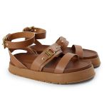 Sandália Papete Feminina Sofia Sola Alta Caramelo