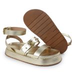 Sandália Papete Feminina Sofia Sola Alta Dourado