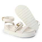 Sandália Papete Feminina Sofia Sola Alta Off-White