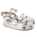 Sandália Papete Feminina Sofia Sola Alta Prata