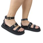 Sandália Papete Feminina Sofia Sola Alta Preto