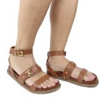 Sandália Papete Feminina Sofia Sola Baixa Caramelo