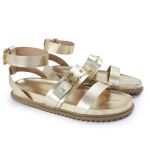 Sandália Papete Feminina Sofia Sola Baixa Dourado