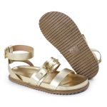 Sandália Papete Feminina Sofia Sola Baixa Dourado