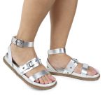 Sandália Papete Feminina Sofia Sola Baixa Prata