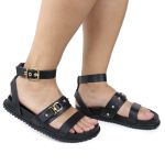 Sandália Papete Feminina Sofia Sola Baixa Preto