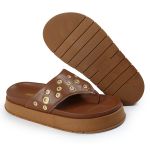 Sandália Papete Feminina de Dedo Marcela Sola Alta Caramelo