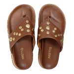 Sandália Papete Feminina de Dedo Marcela Sola Alta Caramelo