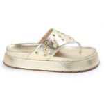 Sandália Papete Feminina de Dedo Marcela Sola Alta Dourado