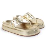 Sandália Papete Feminina de Dedo Marcela Sola Alta Dourado
