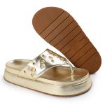 Sandália Papete Feminina de Dedo Marcela Sola Alta Dourado