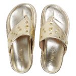 Sandália Papete Feminina de Dedo Marcela Sola Alta Dourado