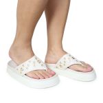 Sandália Papete Feminina de Dedo Marcela Sola Alta Off-White