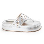 Sandália Papete Feminina de Dedo Marcela Sola Alta Prata