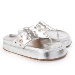 Sandália Papete Feminina de Dedo Marcela Sola Alta Prata