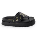 Sandália Papete Feminina de Dedo Marcela Sola Alta Preto