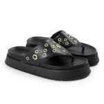 Sandália Papete Feminina de Dedo Marcela Sola Alta Preto