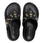 Sandália Papete Feminina de Dedo Marcela Sola Alta Preto