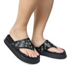 Sandália Papete Feminina de Dedo Marcela Sola Alta Preto