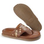 Sandália Papete Feminina de Dedo Marcela Sola Baixa Caramelo