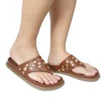 Sandália Papete Feminina de Dedo Marcela Sola Baixa Caramelo