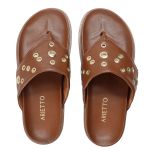 Sandália Papete Feminina de Dedo Marcela Sola Baixa Caramelo
