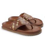 Sandália Papete Feminina de Dedo Marcela Sola Baixa Caramelo