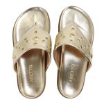 Sandália Papete Feminina de Dedo Marcela Sola Baixa Dourado
