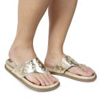 Sandália Papete Feminina de Dedo Marcela Sola Baixa Dourado