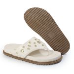 Sandália Papete Feminina de Dedo Marcela Sola Baixa Off-White