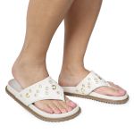 Sandália Papete Feminina de Dedo Marcela Sola Baixa Off-White