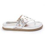 Sandália Papete Feminina de Dedo Marcela Sola Baixa Prata