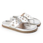 Sandália Papete Feminina de Dedo Marcela Sola Baixa Prata