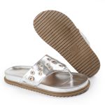 Sandália Papete Feminina de Dedo Marcela Sola Baixa Prata